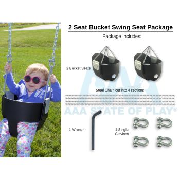 2 Seat Bucket Swing Seat Package (includes Bucket Seats, Chain, Connectors, Tool - 2 Top Rail Heights)