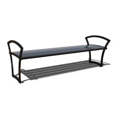 Bryce Steel Slatted Bench without Back with Side Armrests