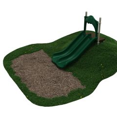 4-feet Double Straight Hillside Slide  in Rainforest Green with Tan Posts