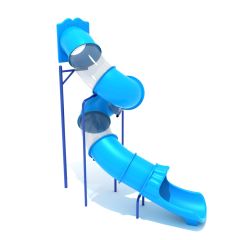 12-feet Deck Height Spiral Tube Slide in Sky Blue and Clear with Primary Blue Support Posts - Slide and Supports Only