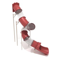 14-feet Deck Height Spiral Tube Slide in Terra Cotta and Clear with Tan Support Posts - Slide and Supports Only