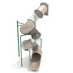 15-feet Deck Height Spiral Tube Slide in Tan and Clear with Rainforest Green Support Posts - Slide and Supports Only