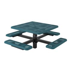 Perforated Square Pedestal Table - 4 Seats - In-ground Mount