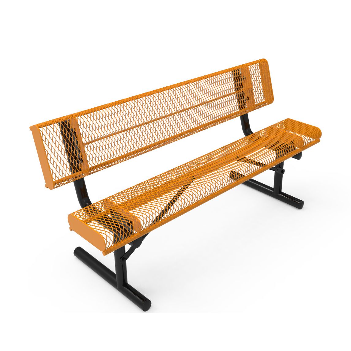 Expanded Metal Rolled Edge Bench with Back - Portable Mount