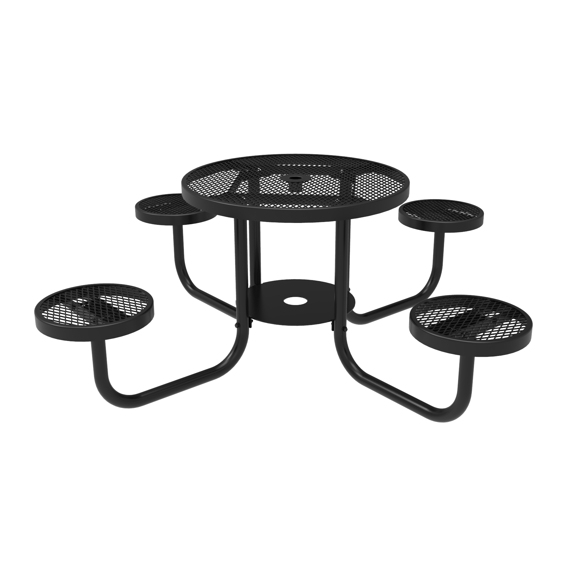 Expanded Metal Round Patio Table with Seats