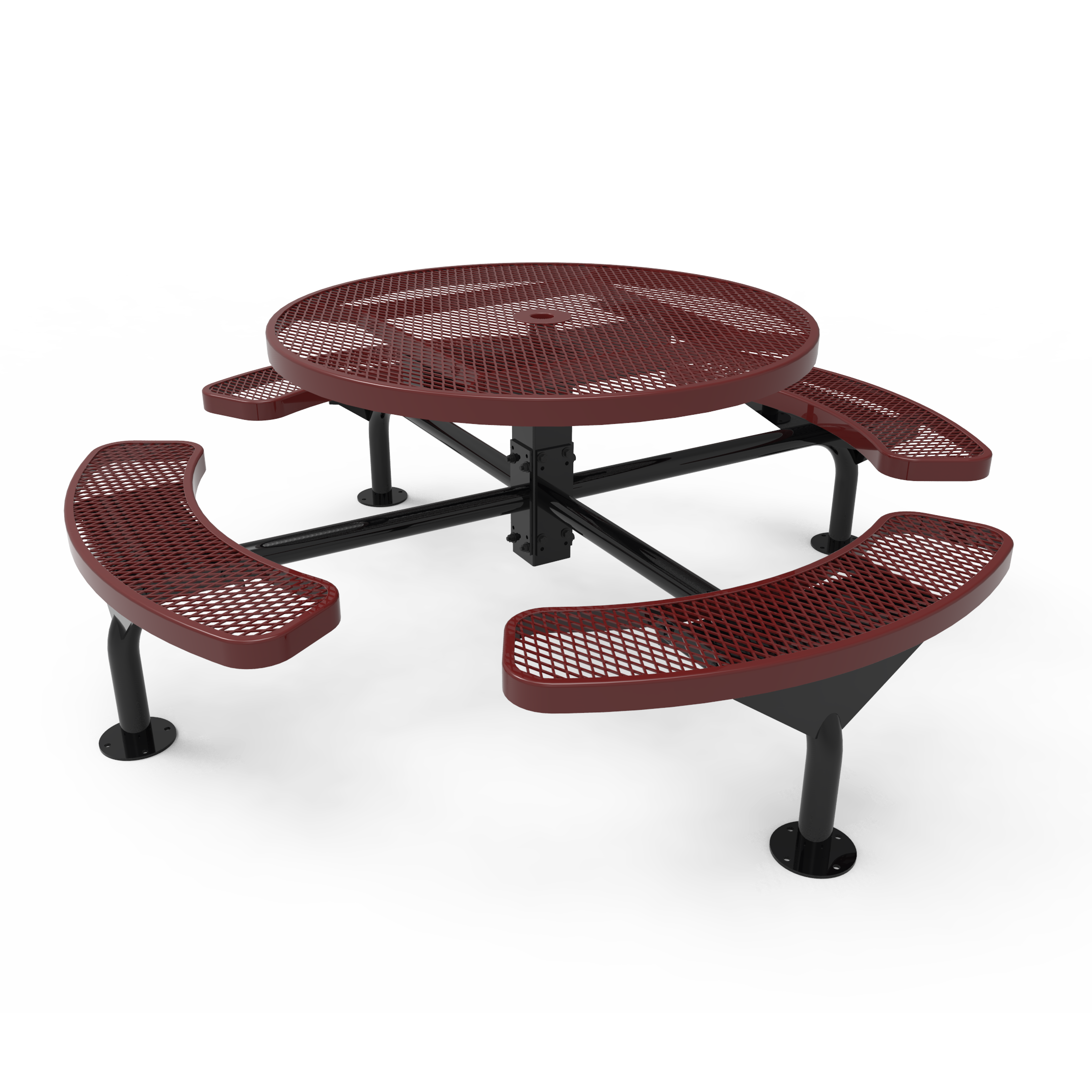 Expanded Metal Deluxe Frame Round Table - 4 Seats - Surface Mount