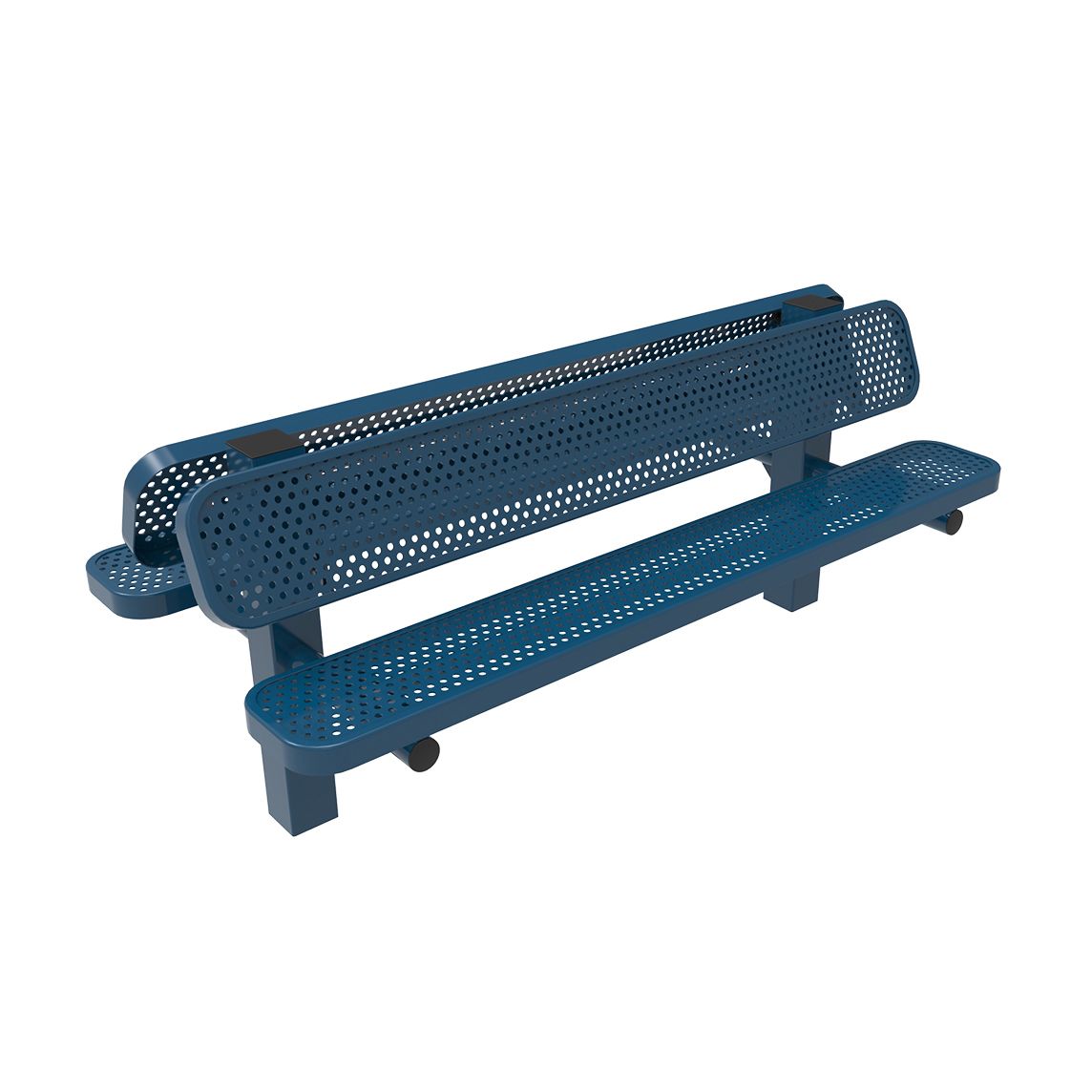 Honeycomb Steel Double Bench with Square Posts - 6 feet - In-ground Mount