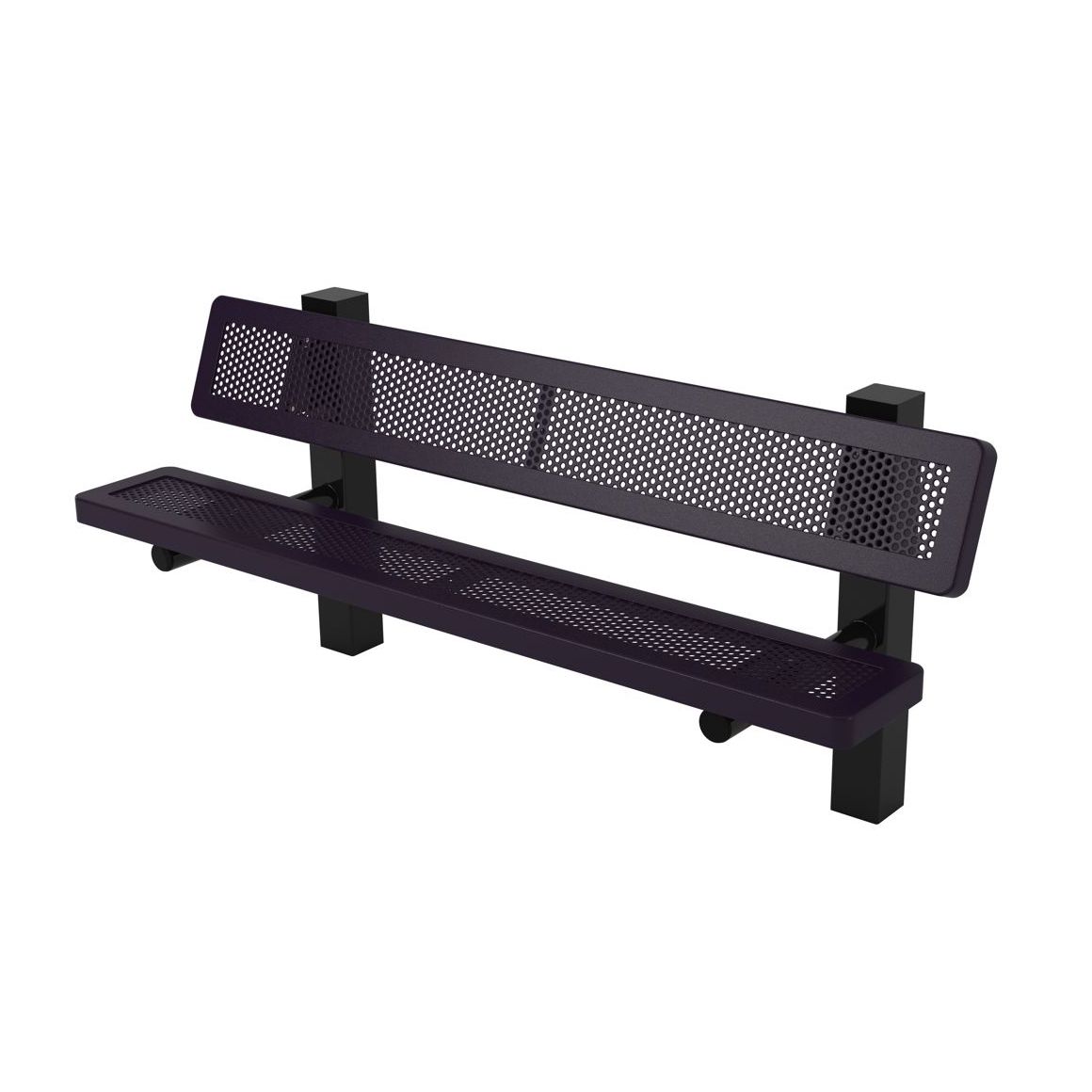 Innovated Style Square Frame Park Bench-6 Feet-Single-Sided-In-ground