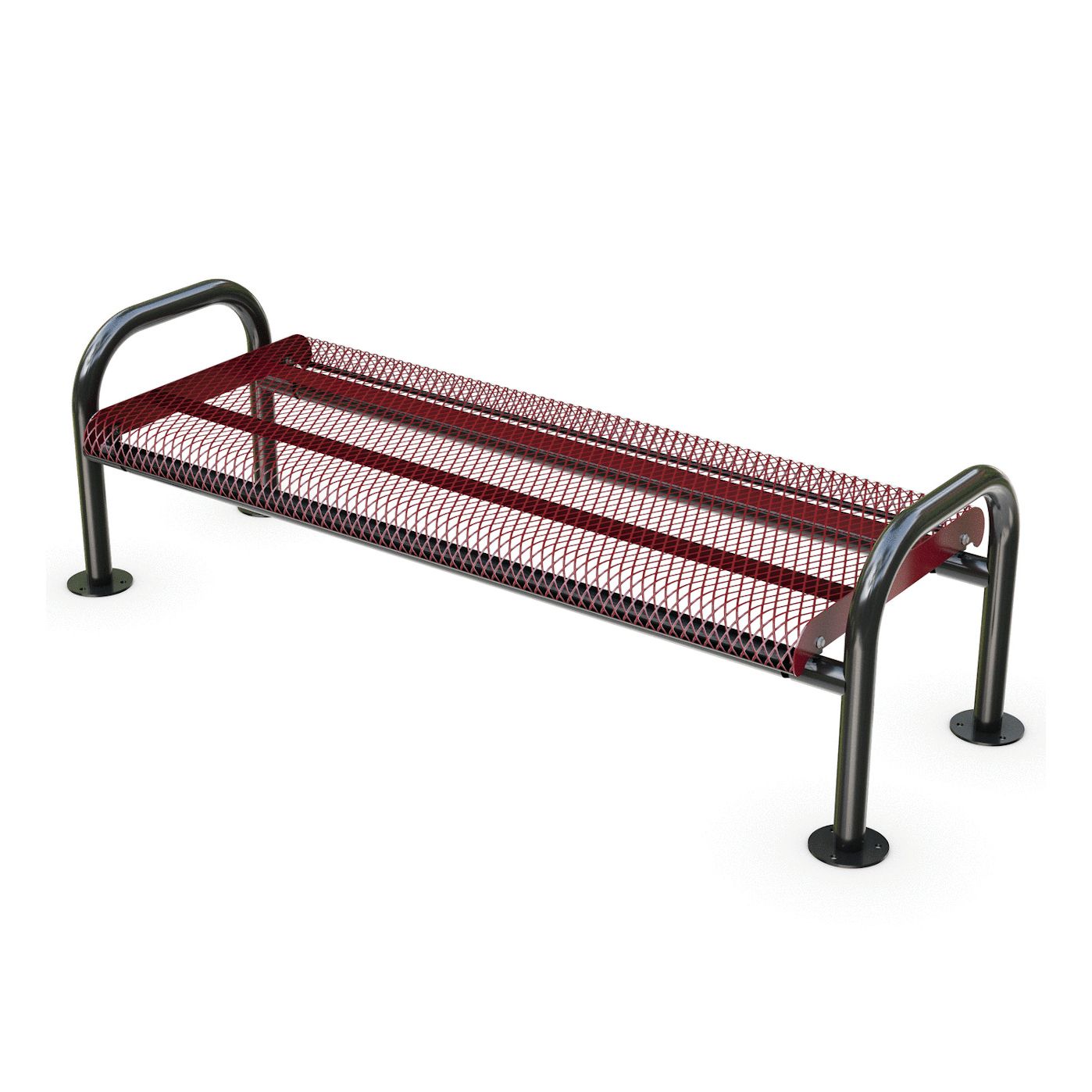 Modern Standard Style Park Bench Without Back - Surface Mount