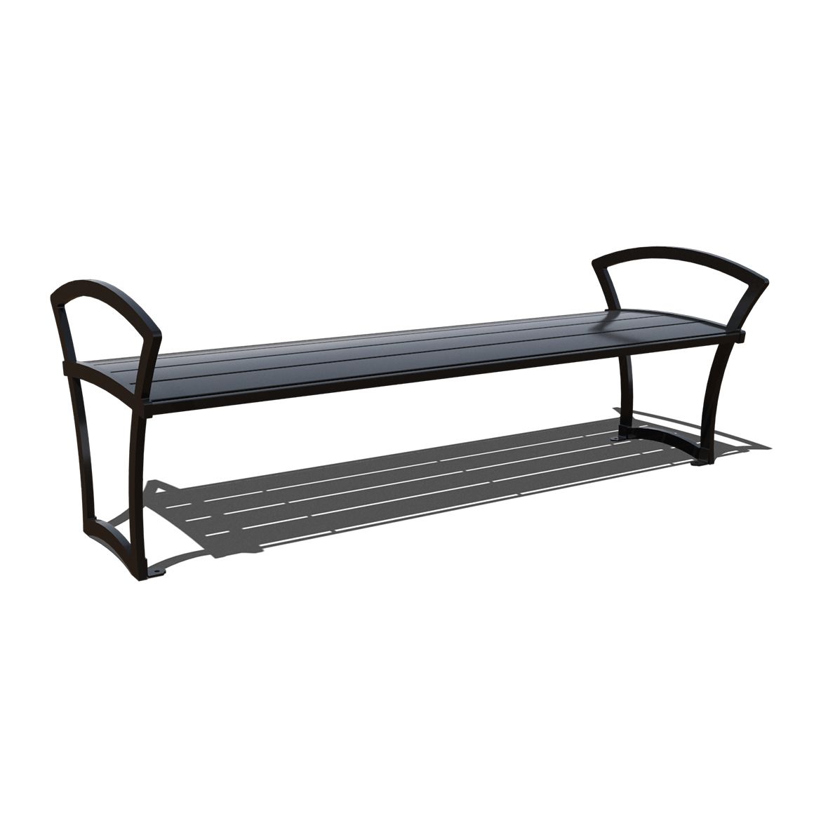 Bryce Steel Slatted Bench without Back with Side Armrests