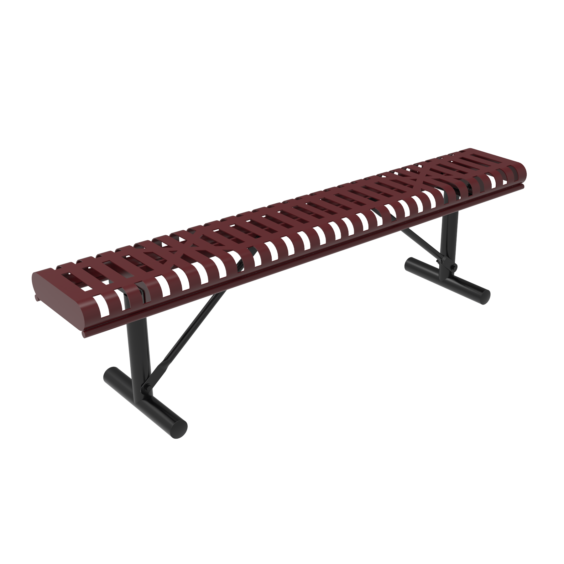 Ribbed Steel Rolled Edge Bench without Back - Portable Mount