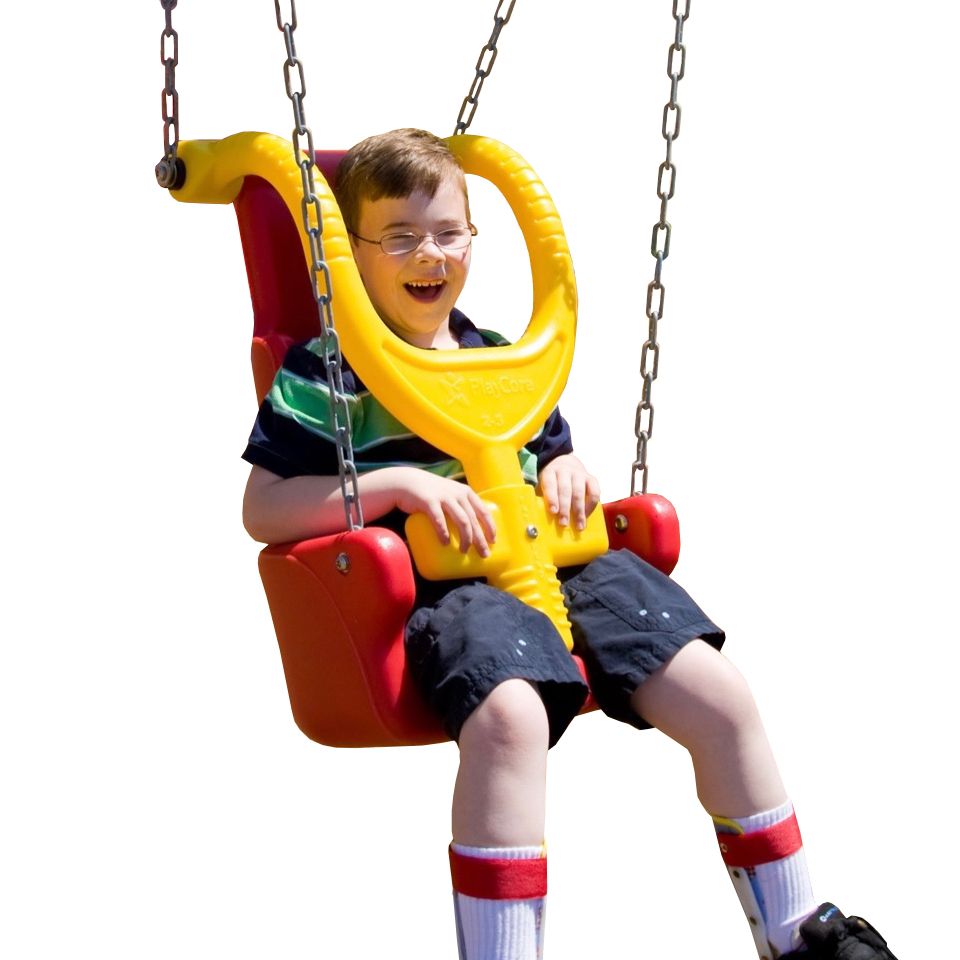 Small Child Adaptive Swing Seat Red with Yellow Harness