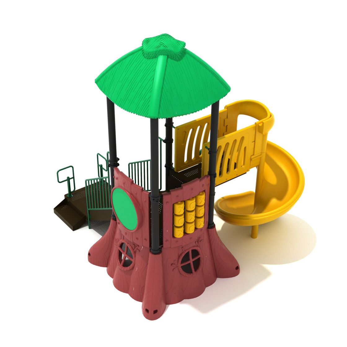 Large Tree House with Slide Front View