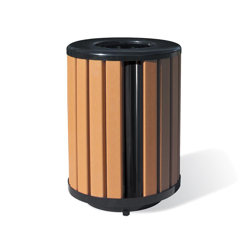 Arches Recycled Plastic Slatted Trash Receptacle with Liner and Flat Top Lid