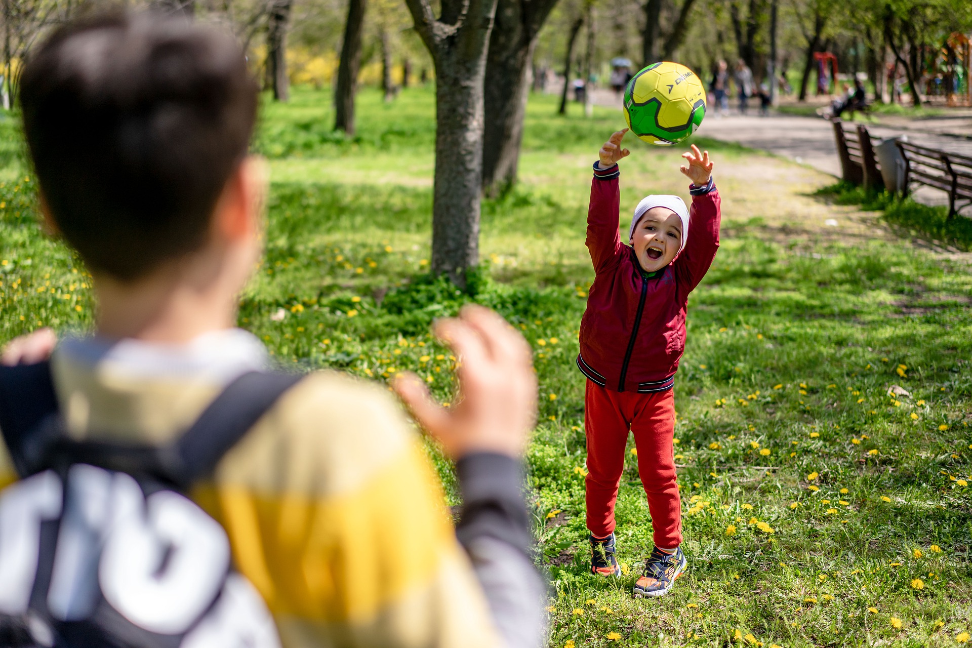 kids playing with a ball